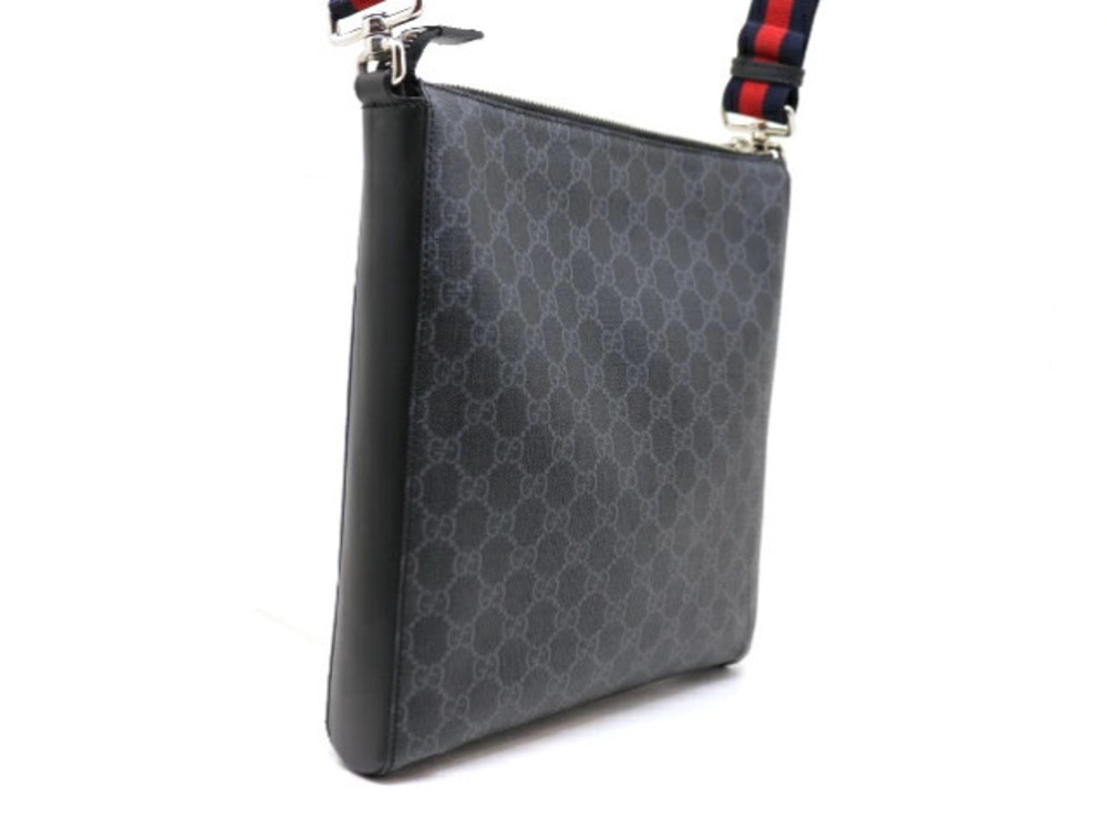 Gucci GG Gray Messenger Leather Supreme Shoulder Black Bag Gray Black